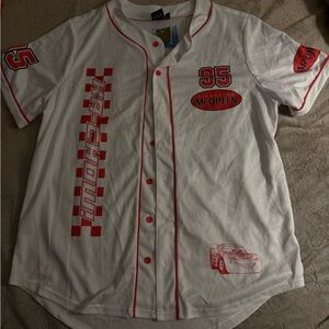 Disney Lightning McQueen White and Red Kids Button Down Shirt